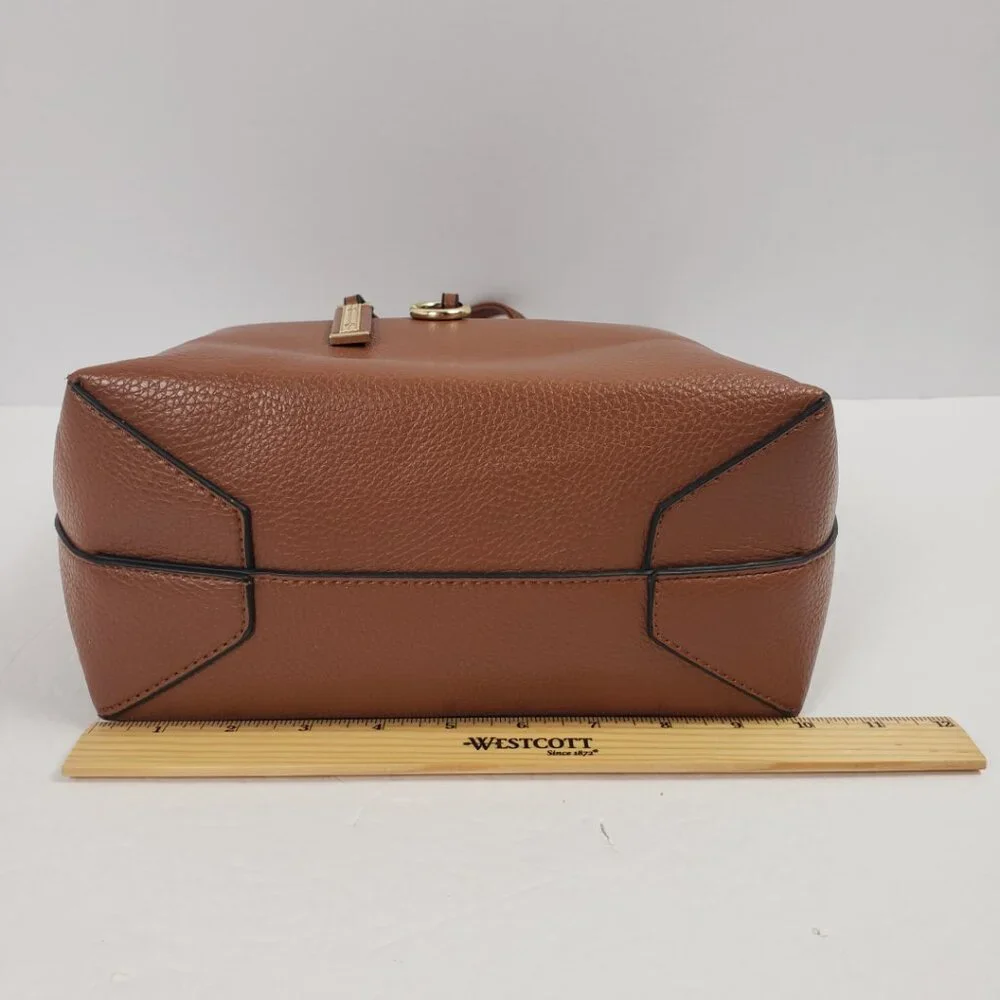 Kris Ana Reversible Handbag Camel Tan Red Key Ring Tote Bucket Purse